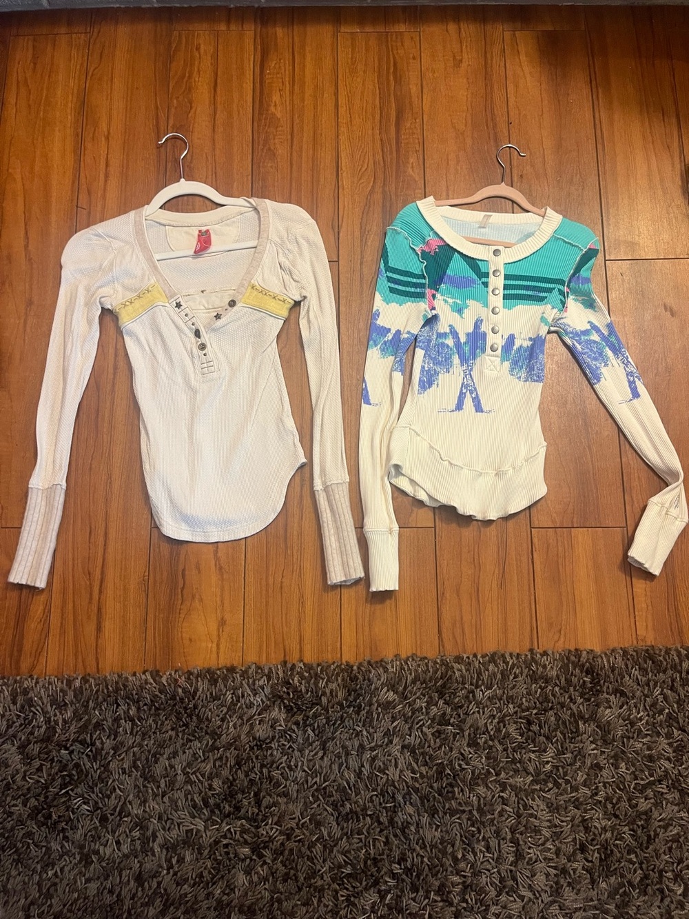 Free people Bundle 2 long-Sleeve Thermal Henley Tops